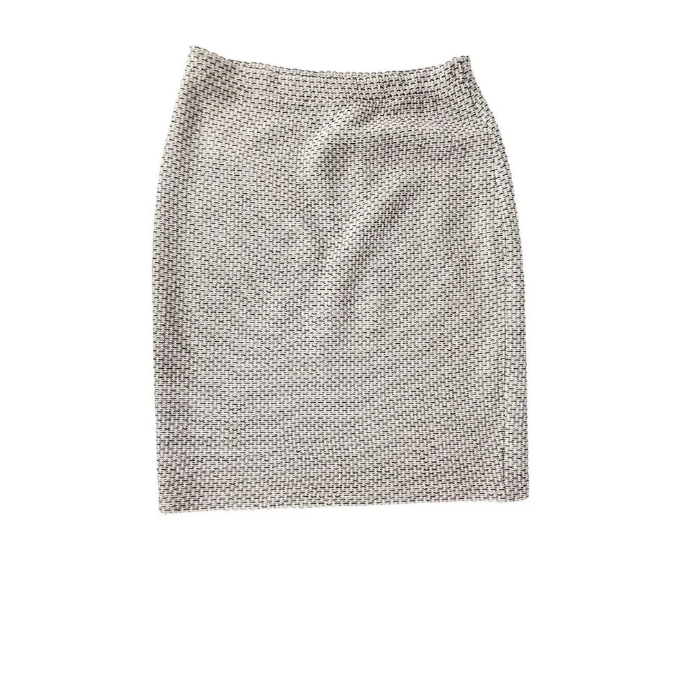 ST.JOHN COLLECTION Women's Ivory Blue Weave Pencil Straight Stretch Skirt Medium - Picture 5 of 5